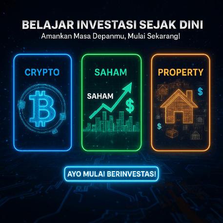 Belajar investasi sejak dini untuk masa depan lebih baik melalui saham, crypto, dan properti.